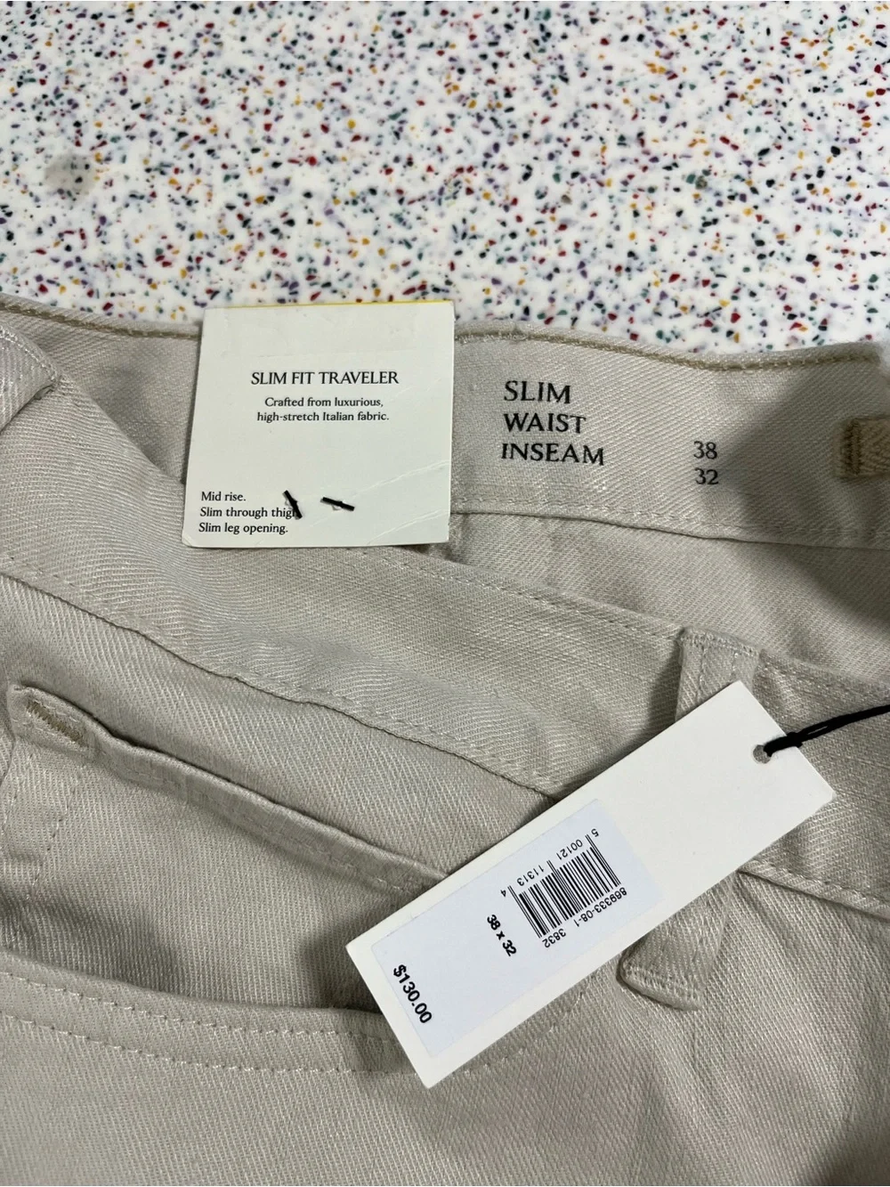 Banana Republic Men’s Slim Fit Linen Cotton Travelers Pants Sandstone Size 38x32